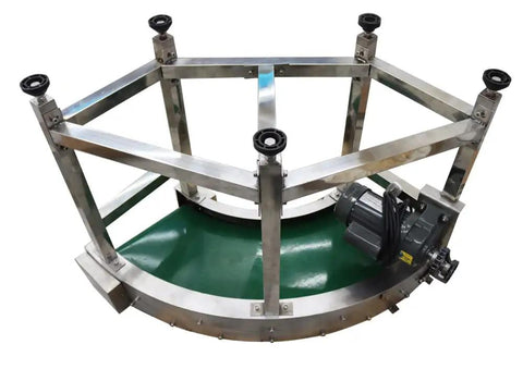 Curved Conveyor Belt With 90 Degree Turn Flexible Direction Change Stainless Steel PVC Belt 11.8 Inch Wide 20 Meters Per Minute Speed