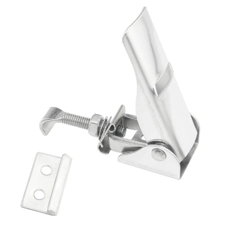 Side view of Two Pack Adjustable Stainless Steel Latch Lock Clips With Screws Heavy Duty Toggle Catch Spring Loaded Draw Latch Durable Clamp