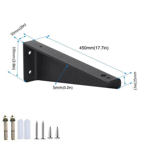 Heavy Duty Wall Mount Shelf Brackets Rock Solid L Shape Supports Slick Black Steel Frame dimensions with screws and anchors