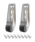 Smooth Rollin Low Profile Rubber Casters For Gates And Sliding Doors Non Skid Swivel Wheels Designed For Zero Hassle Moves And Heavy Duty Workshop Gear Upgrades Two Pack with screws and metal brackets.