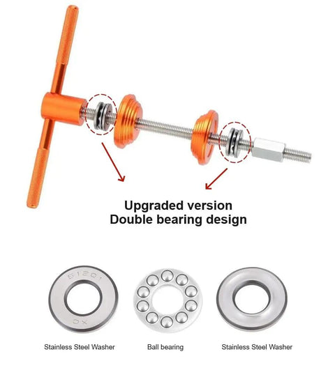 Bike Headset Press Tool Orange With 1 Thrust Bearing Aluminum Alloy Bicycle Bearing Press In Tool with double bearing design
