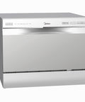 Smooth Operator Portable Countertop Dishwasher Compact 6 Place Setting Capacity For Dorms Rv Apartments Energy Star Certified sleek silver design with control panel.