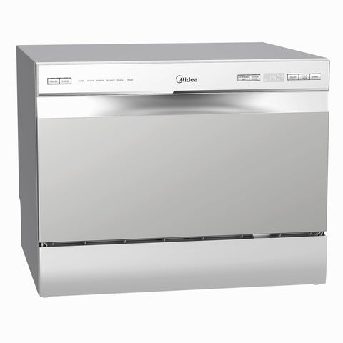 Smooth Operator Portable Countertop Dishwasher Compact 6 Place Setting Capacity For Dorms Rv Apartments Energy Star Certified sleek silver design with control panel.