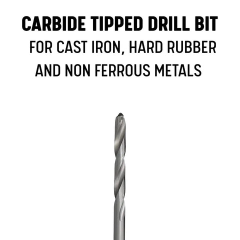 Five Eighths Inch Carbide Tipped Taper Length Drill Bit DWDTL Series with angled shank for cast iron and non-ferrous metals