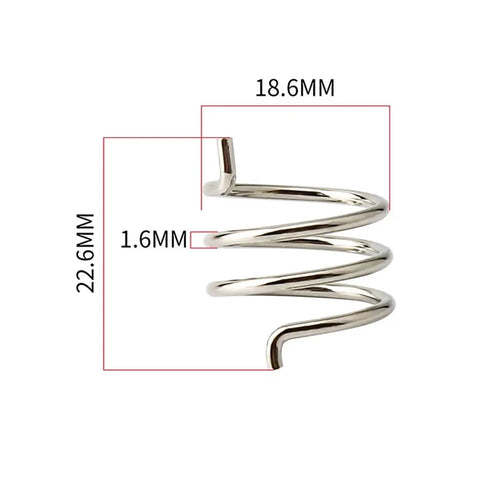 Precision spiral spring, 22.6mm height, 18.6mm width, 1.6mm thickness for the Sixteen Piece Dope Bicycle Disc Brake Caliper Springs Mechanical Return Arm Replacement Kit For Road And Mountain Bike Brakes Smooth As Butter Action.