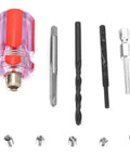 105 Piece Stainless Steel Threaded Inserts Repair Kit Helicoil Style Wire Inserts Installation Set DIY Friendly For Aluminum And Other Metals M4 X 0.7 Thread Size Includes Easy Install Tools shown with components.