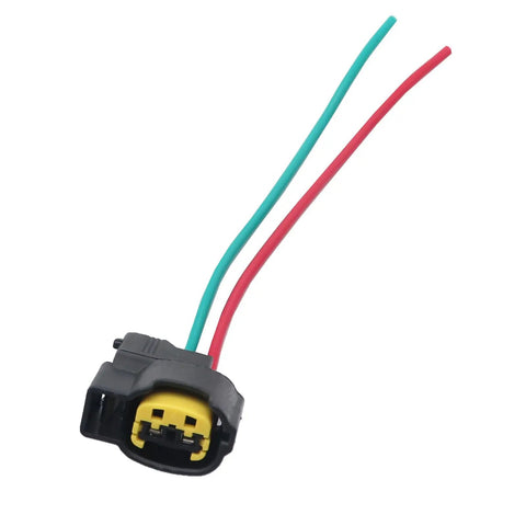 Four Piece Ignition Coil Wiring Pigtail Harness Kit With Connectors For Hyundai Tucson Santa Fe Kia Optima Sorento Fits 2.0 And 2.4 Engines Keep Your Rig Cruising Smooth Today, close-up of connector with red and green wires.