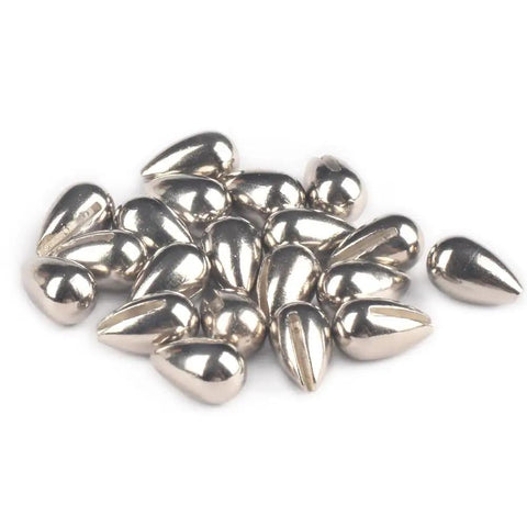 Killer 20 Pack Tungsten Teardrop Jig Heads Without Hooks, Heavy 97 Percent Alloy, unpainted 4mm size for ice fishing.