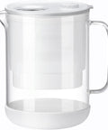 Glass Water Filter Pitcher, 7-Cup Capacity, Eco Friendly And BPA Free, Reduces PFOA PFOS, Chlorine, Cadmium, Copper And Mercury, NSF ANSI 53, 42 And 372 Certified, Easy To Clean, White pitcher showing side view