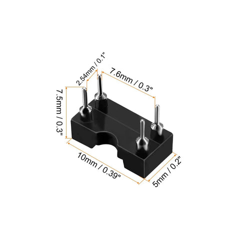 DIP IC Socket Adapter Kit For PCB Soldering 2.54mm Pitch With 4 Round Pins, side view dimensions 10x5x7.5mm