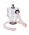High Capacity Cyclone Dust Separator For 4 Inch Hoses With Clear Abs Housing showing transparent housing and flexible hose.