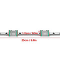 Slick Compact Miniature Linear Rail Guide Set 12mm Wide By 250mm Long With Two Slide Blocks on white background
