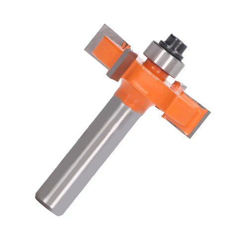 Top Notch 4 Wing Router Bit For Clean Slots In Pine And Particle Board High Carbon Steel Anti Backlash Design With 8mm Shank angled view