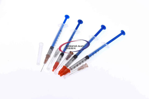 Dope Silver Conductive Glue Paste For PCB Repair And Electronics Fixing 0.2ml 0.25ml 0.3ml 0.5ml Set 4 syringes with blue plungers