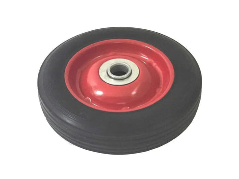 Heavy Duty Solid Rubber Flat Free Wheelbarrow Tire And Hand Truck Wheel With 6 Inch Diameter Non Marking Grip Built Like A Workhorse For Daily Hauls Featuring Double Bearings On A 5/8 Inch Axle And 350 Lb Capacity