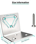 Thickened Stainless Steel L Shaped Corner Brackets Built Tough For Furniture Assembly shown with size details and screw.