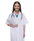 Soft Breathable Scientist Doctor Costume For Halloween Lit Theme Night White Short Sleeve Unisex Lab Coat With Stethoscope Durable Adult Outfit