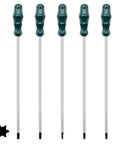 Extra Long Magnetic Torx Screwdriver Set For Tough Reach Jobs 5 Piece 12 Inch T15 T20 T25 T27 T30 Star Driver Tools