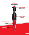 Beefy High Torque Pneumatic Ratchet Wrench One Half Inch With 130 Foot Pounds Torque 180 RPM Variable Speed Trigger Quiet Exhaust System Ergonomic Grip Single Pawl Design for pro auto shops