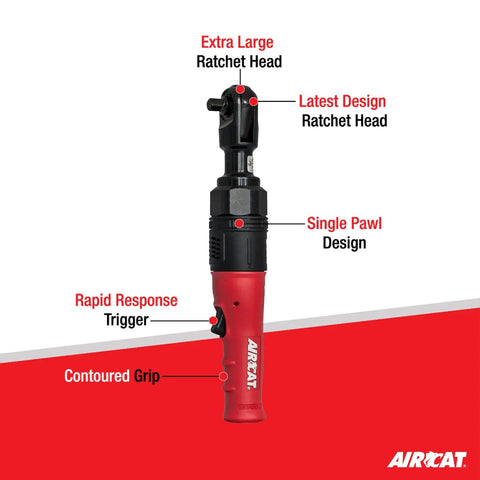 Beefy High Torque Pneumatic Ratchet Wrench One Half Inch With 130 Foot Pounds Torque 180 RPM Variable Speed Trigger Quiet Exhaust System Ergonomic Grip Single Pawl Design for pro auto shops