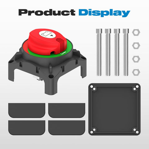 Beefy 600A Battery Disconnect Switch 12 To 48V Heavy Duty Master Isolator with included screws and cover components