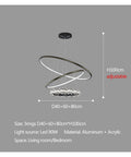 Modern Nordic Pendant Light With Dimmable LED Remote And Layered Acrylic Diffuser Perfect For Kitchen Bedroom Living Room Or Dining Space, 3 rings design.