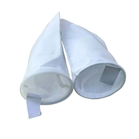 Top Tier Machine Tool Specific Filter Bag Model 5021, Phi 180 By 430 Millimeters, white fabric filtration bags for coolant systems.