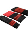 Assorted black and red tubes from 300 Piece Heat Shrink Tubing Kit With 3 To 1 Shrink Ratio And 5 Diameters For DIY Projects.