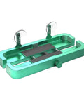 Stainless Steel Phone Disassembly Fixtures With Antislip Clamp for electronics repair, green adjustable screen fastening tool with suction cups