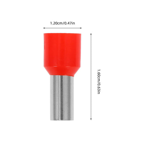 Huge 100 Pack Wire End Terminal Kit With Non Insulated Ferrule Connectors Made From Stainless Steel Plus Plastic To Stop Short Circuits And Boost Electrical Wiring Reliability For DIY Projects And Car Repairs red ferrule connector, 1.2cm x 1.6cm