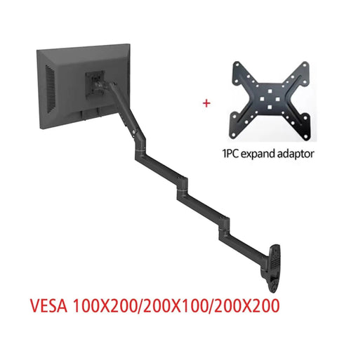 Premium Aluminum Wall Mount Bracket For 17 To 32 Inch Displays Featuring Full Swivel Rotation Plus Four Extension Arms with VESA mount.