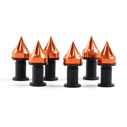 Sick Six Piece Aluminum Spike Windscreen Bolts Kit For Motorcycles Anodized Orange M5 X 15mm Universal Fit Easy To Install