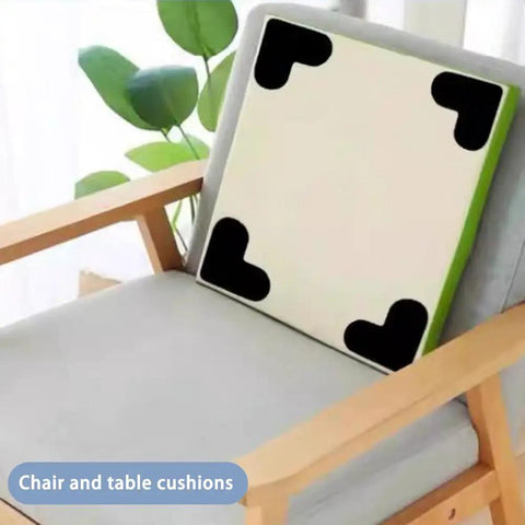 Cushion for chairs with black corner pads and green trim, placed on wooden armchair, Non Slip Rug Pads For Hardwood Floors And Tile