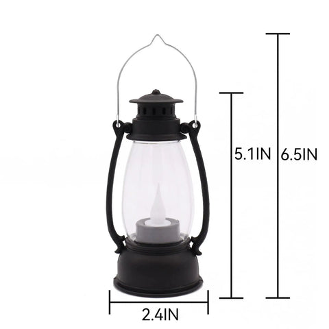 5.1 Inch Mini Lanterns Six Pack LED Candle Lanterns For Indoor Outdoor Decor with Flickering Warm Flame shown with dimensions