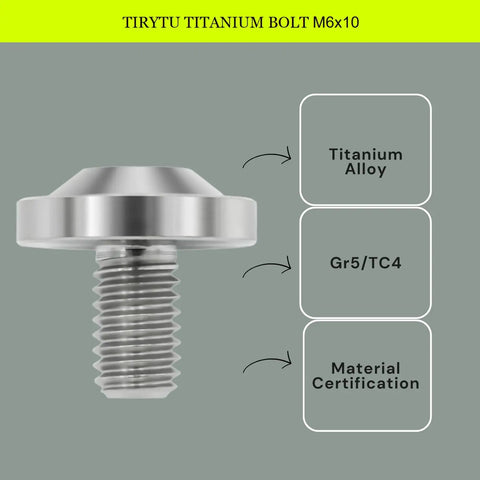 Ultra Lightweight Titanium Bolts M6 X 10 M6x10 with T30 Torx 4 Piece Kit for Road Bikes Gravel Ebike Carbon Frames close-up view of Gr5 titanium alloy bolt.