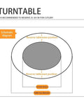 Schematic diagram for Large Tabletop Rotating Lazy Susan Turntable In Bright Yellow With Slick Silent Spin And Zero Drama Tempered Glass Build.