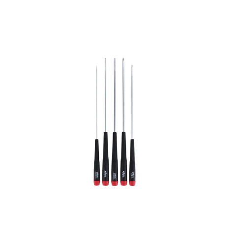 Slotted And Phillips Screwdriver Set 5 Piece With Tapered Extra Long Handles For Quick Turns And Comfortable Grips, Easy ID On Handle