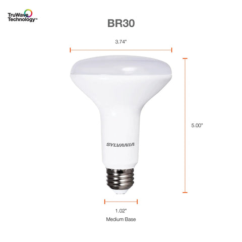 TruWave Natural BR30 LED Light Bulb 65W Equivalent Soft White 2700K Dimmable Frosted 650 Lumens 15,000 Hour Lifespan