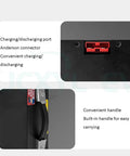 JCXYL 48V Electric Pallet Jack Lithium Ion Forklift Battery charging port and handle for easy carrying and discharging convenience.