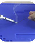 Soldering on blue Anti Slip Magnetic Silicone Work Mat Heat Resistant Up To 932 Degrees Fahrenheit, 500 Degrees Celsius Large 17.32 By 12.20 Inches Soldering Pad
