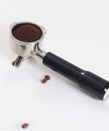 51mm Stainless Portafilter Handle Replacement For Donlim Espresso Machines Fit Double Spout Bottomless Portable Coffee Maker Accessory Durable Plastic And Metal Construction Plug N Play Easy Install, black handle with coffee grounds
