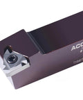 Close-up of the 3/4 Inch Shank Indexable Turning And Boring Tool with uncoated carbide insert for nonferrous metals and smooth cuts.