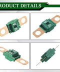 Heavy Duty 40 Amp Bolt On Automotive Fuses Copper Clad high current battery protection fork terminal shown from different angles.