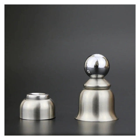 Stylish Stainless Steel Magnetic Door Stopper, two pieces with shiny finish, prevents door slamming for homes and offices.