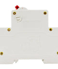 Super Rugged Manual Dual Power Transfer Switch Circuit Breaker 1P 2P, white back view with mounting holes and control knob.