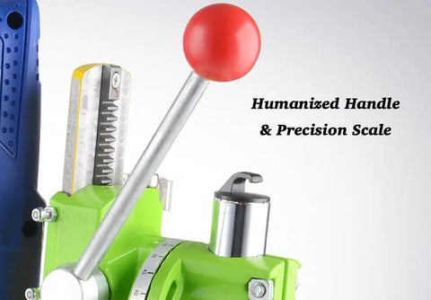 Benchtop Drill Press Stand For Electric And Hand Drills Collar Diameter 1.50 To 1.65 Inches Adjustable Height and red handle
