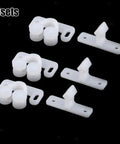 White Plastic Ball Catch Set For Cabinets And Doors On Boats And RVs, 3 Pack Spring Back Roller Latch Catches, displayed