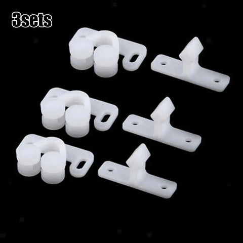 Three Pack White Marine Ball Catch Door Cabinet Latch Set With Spring Back Plates For Cupboards And Boat Hardware Durable Plastic Roller Catches For Home And Marine Use