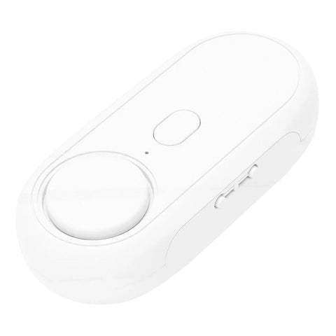 Glass Break Alarm Sensor 65-120 dB Range With Adjustable Sensitivity, white plastic unit with adhesive mount
