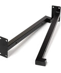 Hella Sturdy Heavy Duty Wall Mount Shelf Brackets Four Piece Set In Matte Black Cold Rolled Steel Support Hardware laid flat.